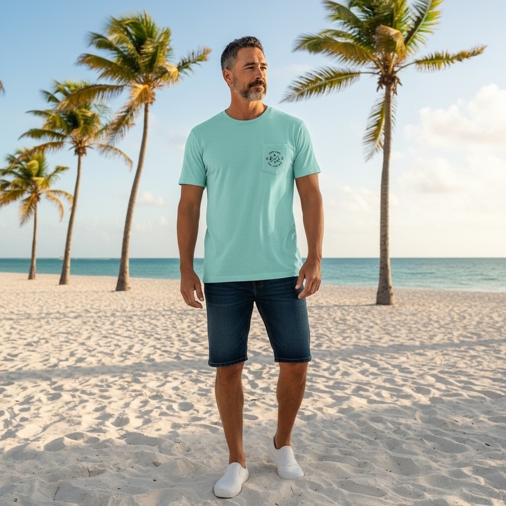 Salt Life Mens Large Seafoam‎ Green Short Sleeve Pocket T-Shirt Fish Surf Dive L